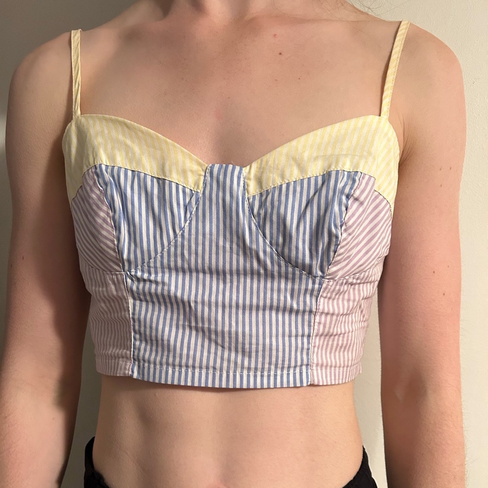 Gianni Bini Tank Top & Button Up, Purple, Yellow & Blue, Size Medium